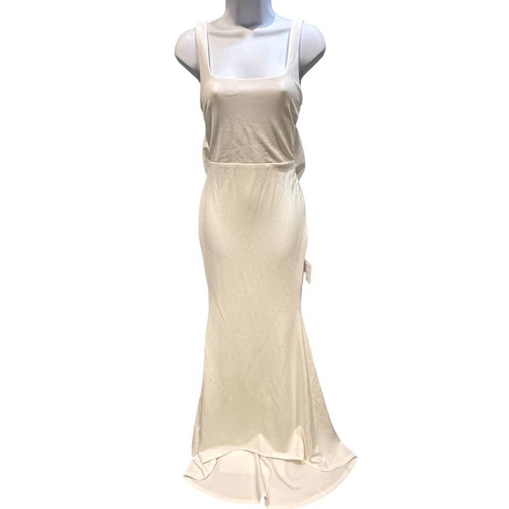 Lulus Loving Fate White Bow Square Neck Backless Maxi Dress Size XS NWT - Picture 6 of 16